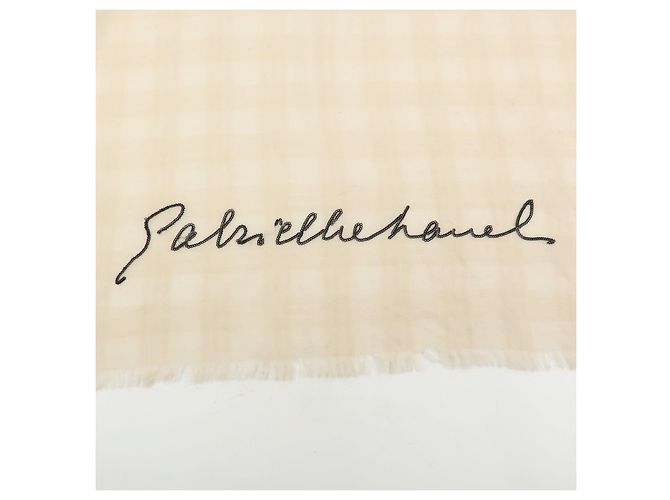 Sciarpa e stola CHANEL COCO Mark 100% Cashmere Beige Nero - vista 15