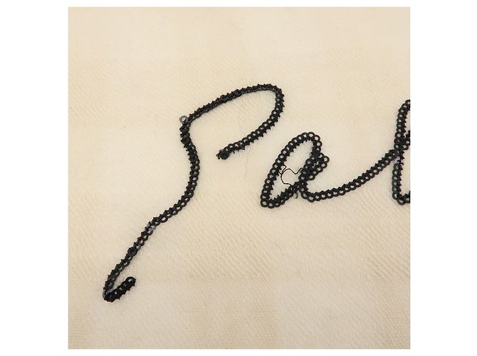 Sciarpa e stola CHANEL COCO Mark 100% Cashmere Beige Nero - vista 16