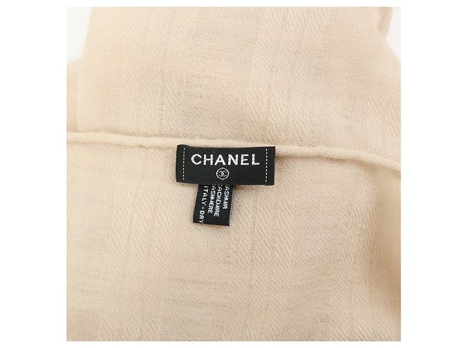 Sciarpa e stola CHANEL COCO Mark 100% Cashmere Beige Nero - vista 19