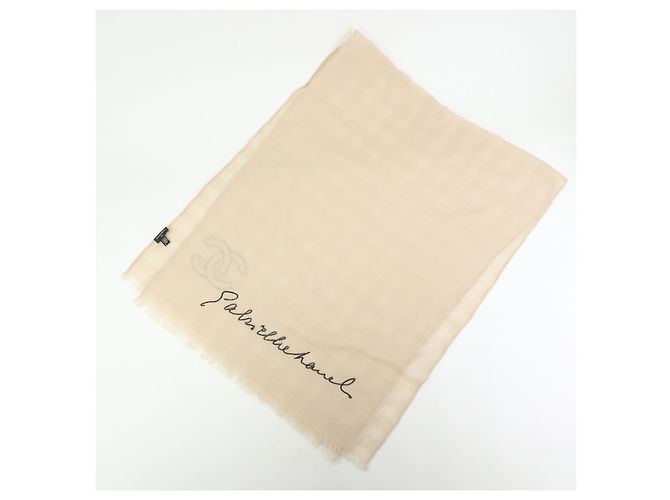 Sciarpa e stola CHANEL COCO Mark 100% Cashmere Beige Nero - vista 2
