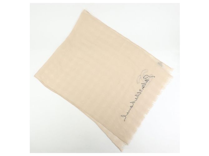 Sciarpa e stola CHANEL COCO Mark 100% Cashmere Beige Nero - vista 3