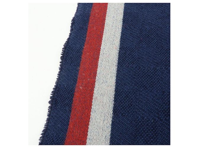 Louis Vuitton Damier Echarpe Messenger Wool 100% Scarf Navy M70338 - vista 12