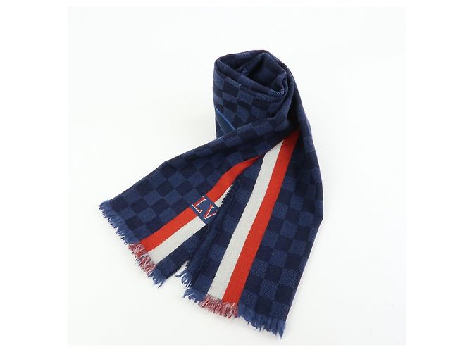 Louis Vuitton Damier Echarpe Messenger Wool 100% Scarf Navy M70338 - vista 18