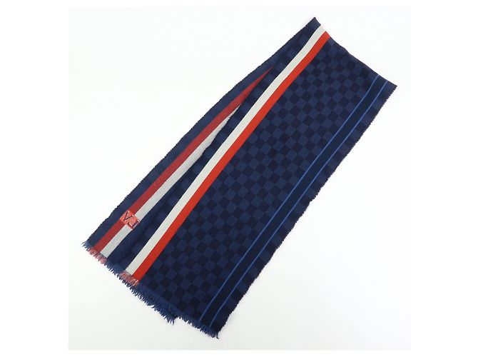 Louis Vuitton Damier Echarpe Messenger Wool 100% Scarf Navy M70338 - vista 2