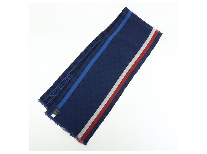 Louis Vuitton Damier Echarpe Messenger Wool 100% Scarf Navy M70338 - vista 4