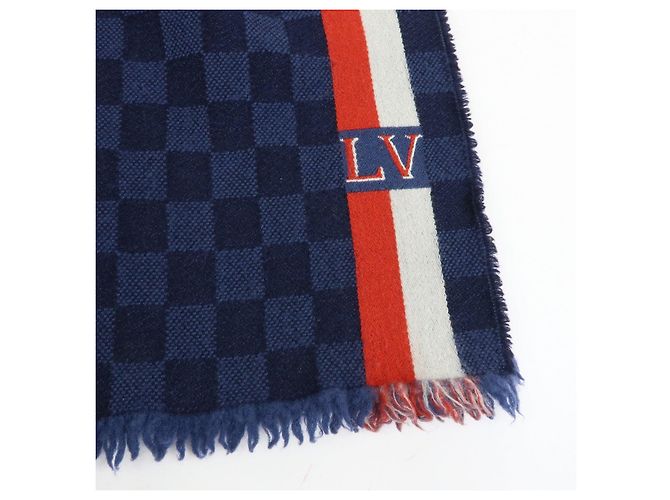 Louis Vuitton Damier Echarpe Messenger Wool 100% Scarf Navy M70338 - vista 5