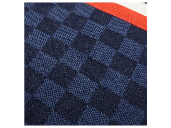 Louis Vuitton Damier Echarpe Messenger Wool 100% Scarf Navy M70338 - vista 8