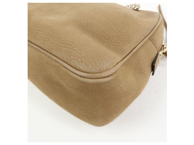 GUCCI SOHO Borsa a tracolla in pelle con catena Interlocking G Biege 308983 - vista 11