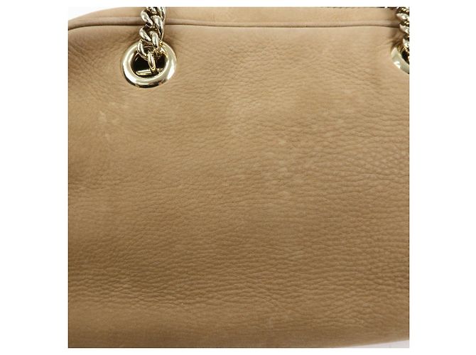 GUCCI SOHO Borsa a tracolla in pelle con catena Interlocking G Biege 308983 - vista 16