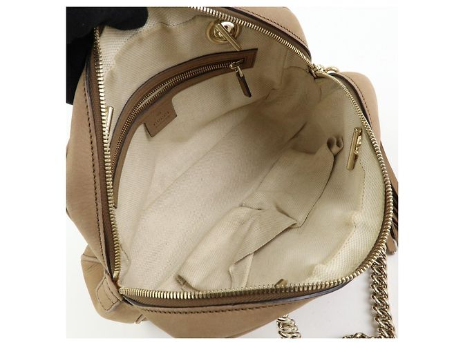 GUCCI SOHO Borsa a tracolla in pelle con catena Interlocking G Biege 308983 - vista 19
