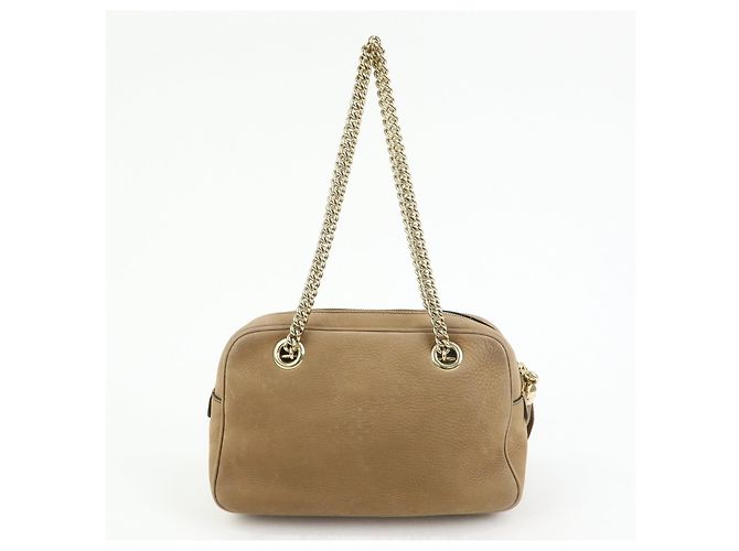 GUCCI SOHO Borsa a tracolla in pelle con catena Interlocking G Biege 308983 - vista 2