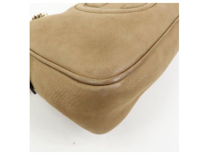 GUCCI SOHO Borsa a tracolla in pelle con catena Interlocking G Biege 308983 - vista 8