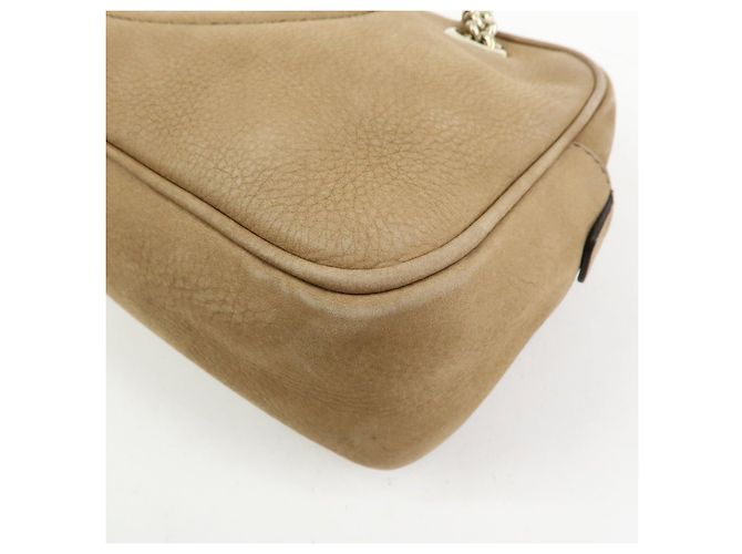 GUCCI SOHO Borsa a tracolla in pelle con catena Interlocking G Biege 308983 - vista 9