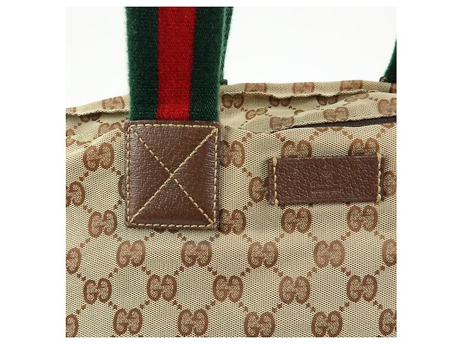 Borsa Tote GUCCI Sherry GG Canvas Leather Beige Brown 131231 - vista 10
