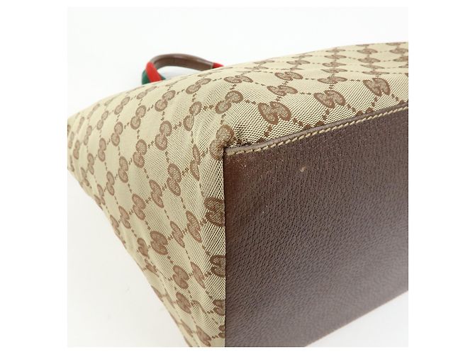 Borsa Tote GUCCI Sherry GG Canvas Leather Beige Brown 131231 - vista 12