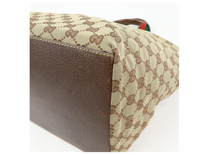 Borsa Tote GUCCI Sherry GG Canvas Leather Beige Brown 131231 - vista 13
