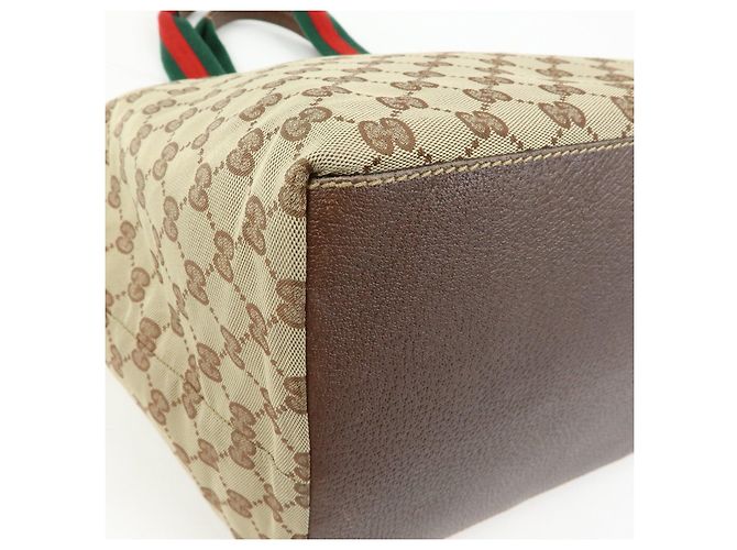 Borsa Tote GUCCI Sherry GG Canvas Leather Beige Brown 131231 - vista 14