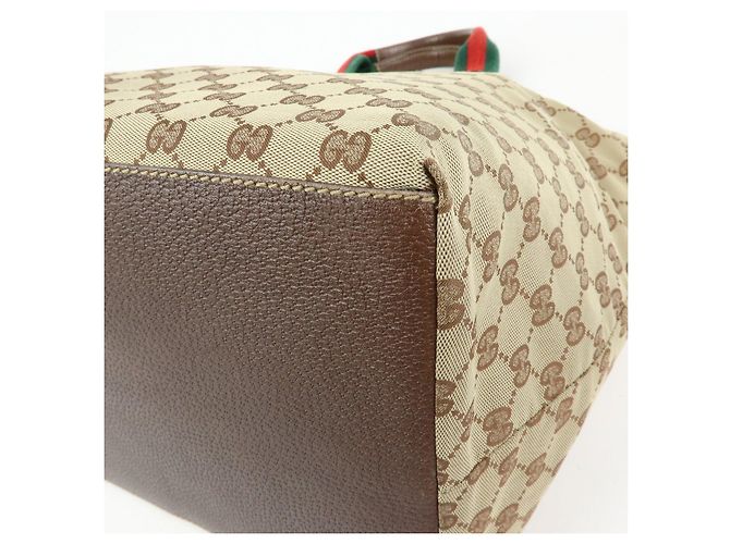 Borsa Tote GUCCI Sherry GG Canvas Leather Beige Brown 131231 - vista 15