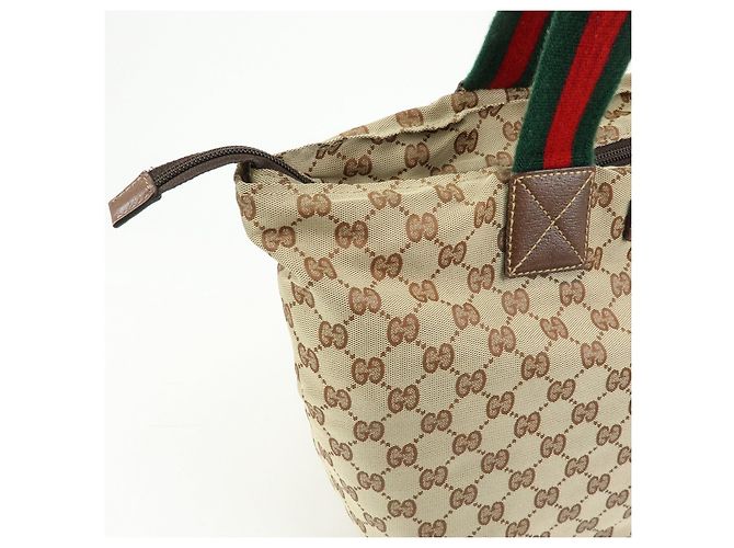 Borsa Tote GUCCI Sherry GG Canvas Leather Beige Brown 131231 - vista 16