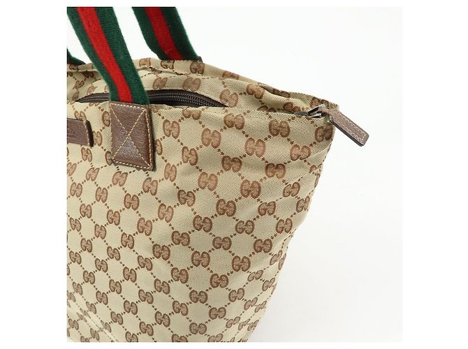 Borsa Tote GUCCI Sherry GG Canvas Leather Beige Brown 131231 - vista 17