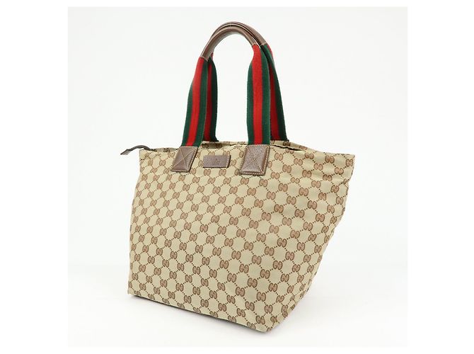 Borsa Tote GUCCI Sherry GG Canvas Leather Beige Brown 131231 - vista 3