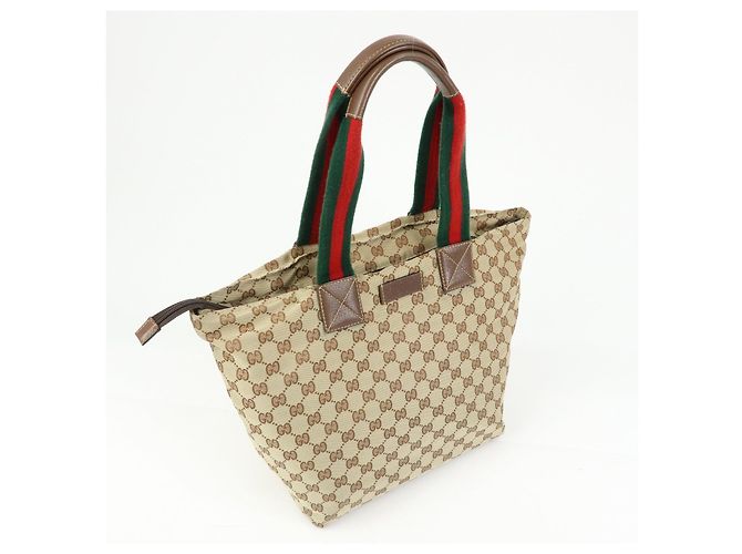 Borsa Tote GUCCI Sherry GG Canvas Leather Beige Brown 131231 - vista 4