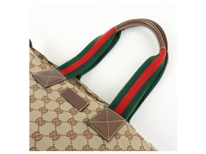 Borsa Tote GUCCI Sherry GG Canvas Leather Beige Brown 131231 - vista 6
