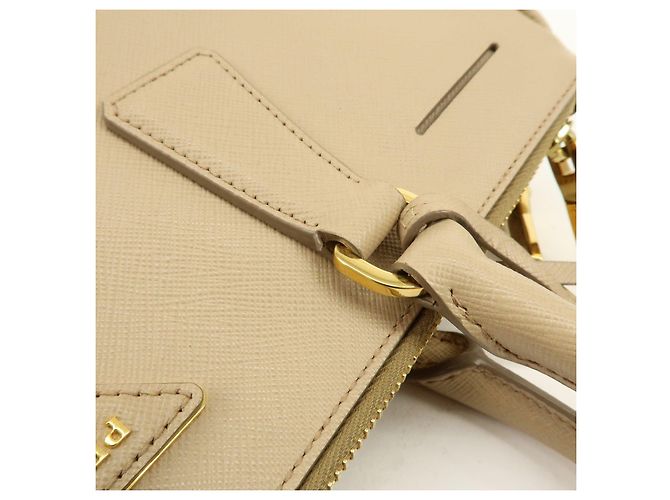 Borsa 2Way PRADA Galleria in pelle Saffiano con logo Triangle Beige 1BA274 - vista 10