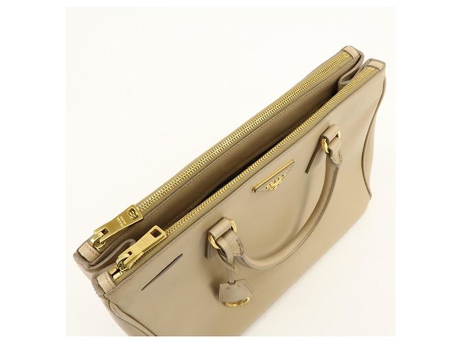 Borsa 2Way PRADA Galleria in pelle Saffiano con logo Triangle Beige 1BA274 - vista 20
