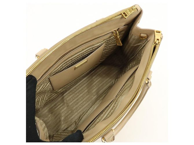 Borsa 2Way PRADA Galleria in pelle Saffiano con logo Triangle Beige 1BA274 - vista 21