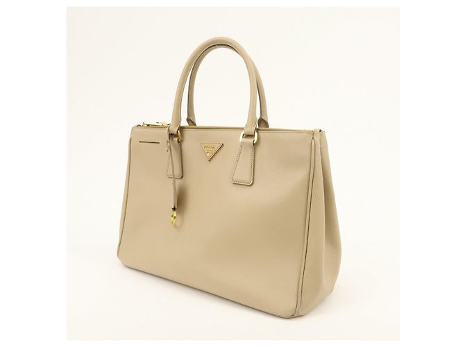 Borsa 2Way PRADA Galleria in pelle Saffiano con logo Triangle Beige 1BA274 - vista 3
