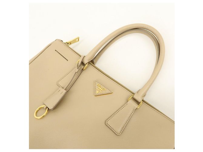 Borsa 2Way PRADA Galleria in pelle Saffiano con logo Triangle Beige 1BA274 - vista 6