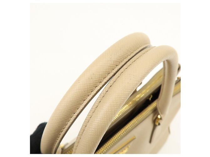 Borsa 2Way PRADA Galleria in pelle Saffiano con logo Triangle Beige 1BA274 - vista 7