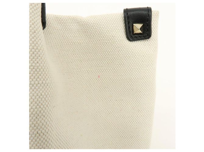 VALENTINO VLTN Rockstud Canvas Leder Tote Bag Handtasche White Black - Ansicht 18