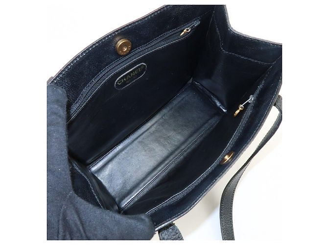 Borsa Tote e Borsa a Spalla CHANEL Logo in pelle caviale nera - vista 19