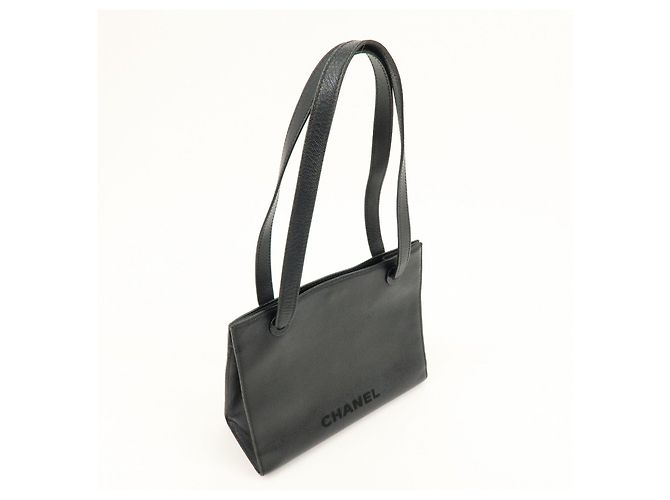 Borsa Tote e Borsa a Spalla CHANEL Logo in pelle caviale nera - vista 4