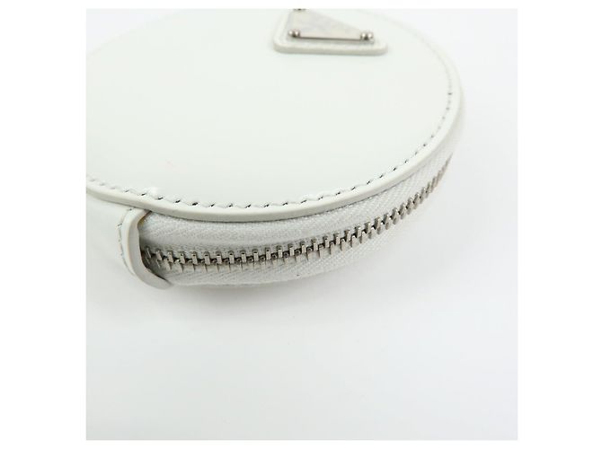 PRADA Triangle Logo Leather Mini Pouch Coin Case White 1TL431 - view 10