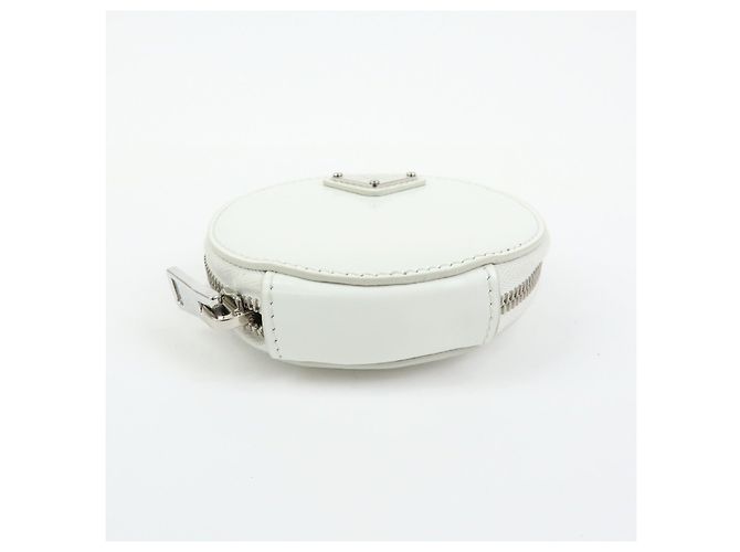 PRADA Triangle Logo Leather Mini Pouch Coin Case White 1TL431 - view 13