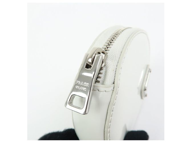 PRADA Triangle Logo Leather Mini Pouch Coin Case White 1TL431 - view 19