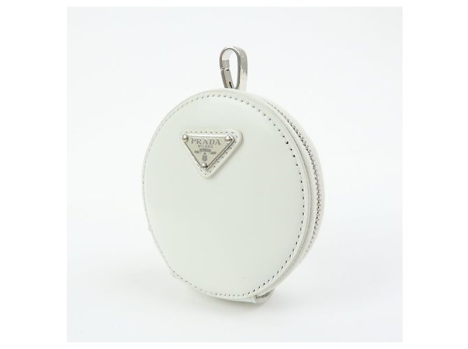PRADA Triangle Logo Leather Mini Pouch Coin Case White 1TL431 - view 2