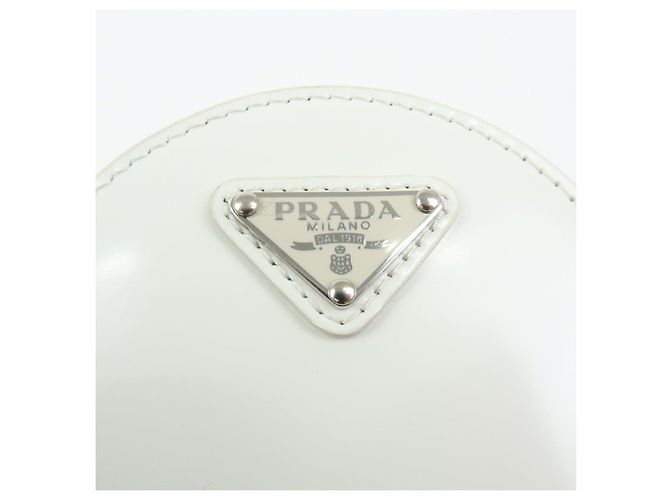 PRADA Triangle Logo Leather Mini Pouch Coin Case White 1TL431 - view 20