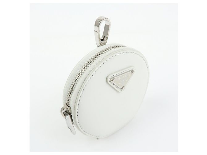 PRADA Triangle Logo Leather Mini Pouch Coin Case White 1TL431 - view 3