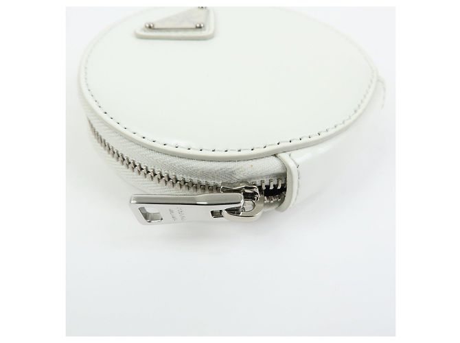 PRADA Triangle Logo Leather Mini Pouch Coin Case White 1TL431 - view 9