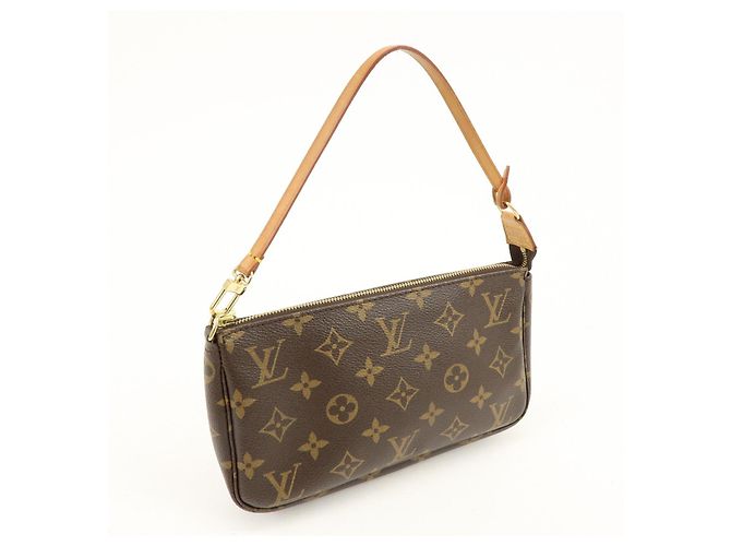 Louis Vuitton Monogram Pochette Accessoires Pouch Hand Bag Brown M51980 - vista 4