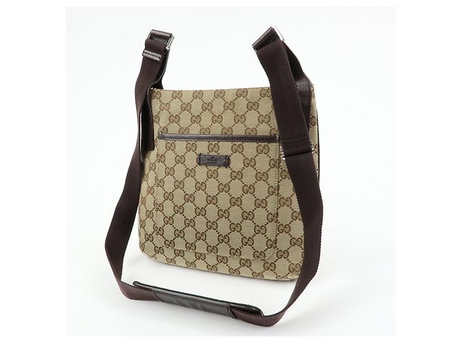 Borsa a tracolla GUCCI GG Canvas Leather Beige Brown 122793 - vista 3