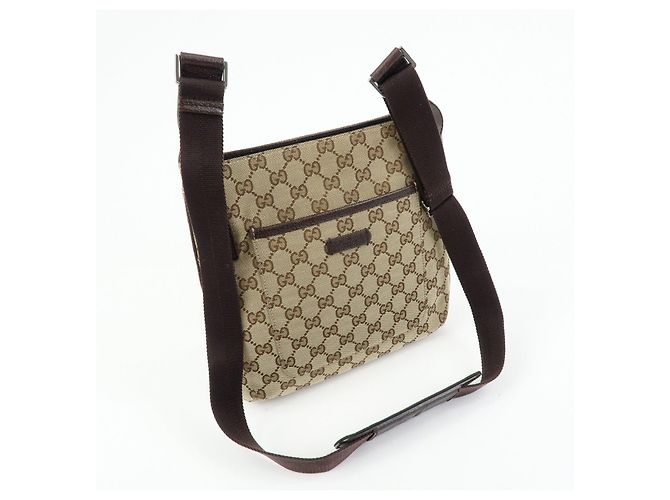 Borsa a tracolla GUCCI GG Canvas Leather Beige Brown 122793 - vista 4