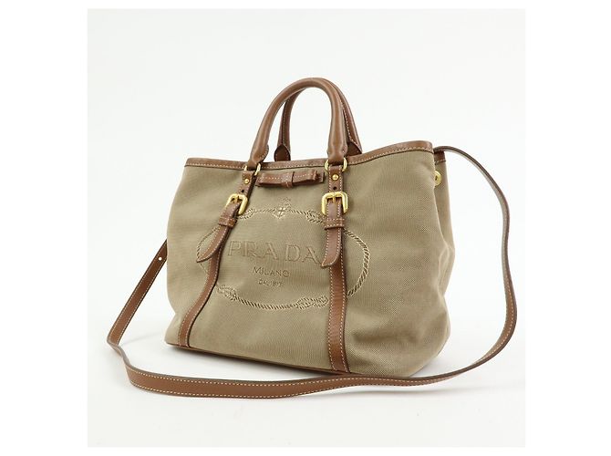 Borsa 2Way PRADA in tela jacquard con logo triangolare e pelle Borsa Tote BN1841 - vista 3