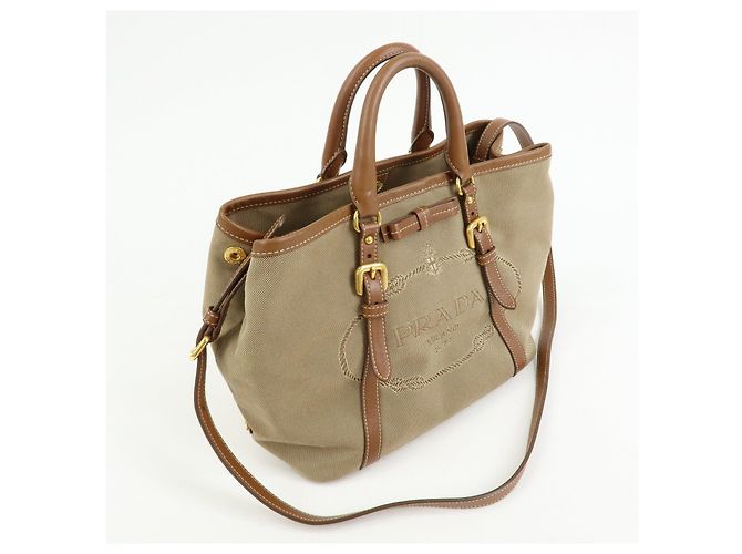 Borsa 2Way PRADA in tela jacquard con logo triangolare e pelle Borsa Tote BN1841 - vista 4