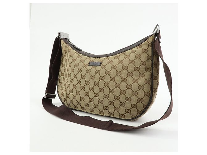 Borsa a Tracolla GUCCI GG Canvas Leather Beige Brown 122790 - vista 3