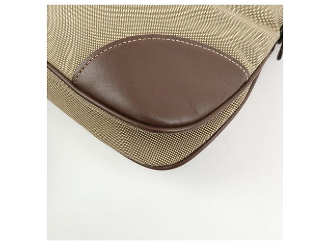 Borsa a tracolla e a spalla PRADA in tela jacquard e pelle Beige Brown - vista 10